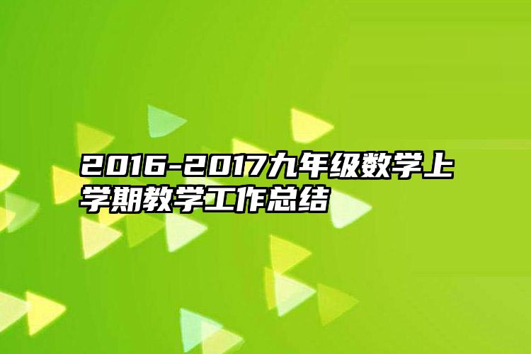 2016-2017九年级数学上学期教学工作总结