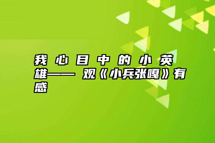 我 心 目 中 的 小 英 雄—— 观《小兵张嘎》有感