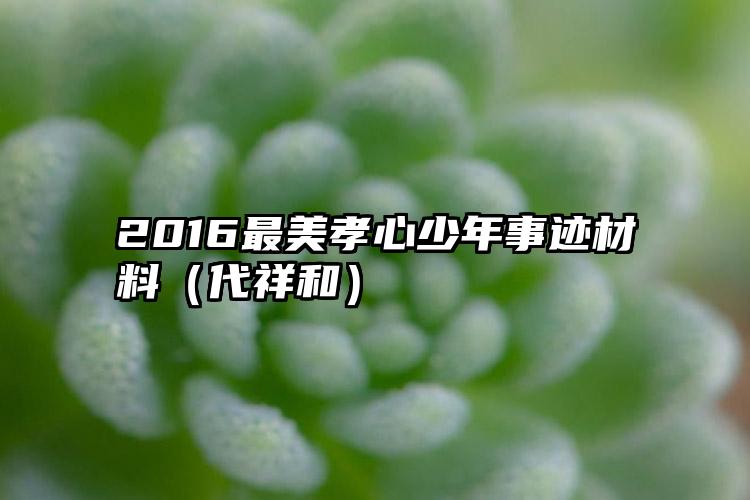 2016最美孝心少年事迹材料（代祥和）