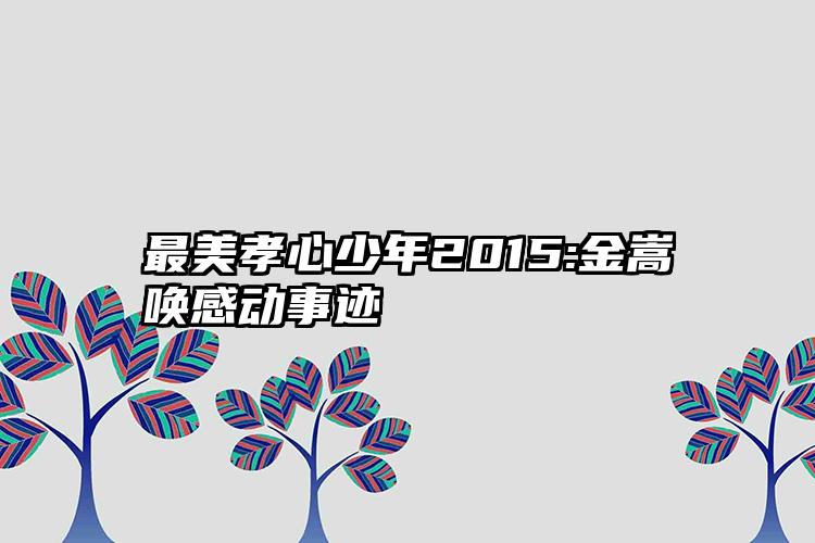 最美孝心少年2015:金嵩唤感动事迹