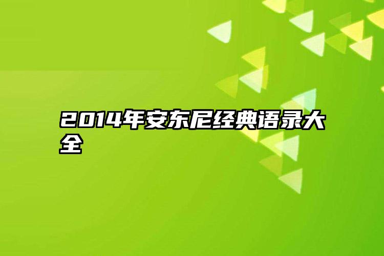 2014年安东尼经典语录大全