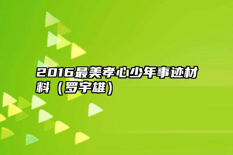 2016最美孝心少年事迹材料（罗宇雄）