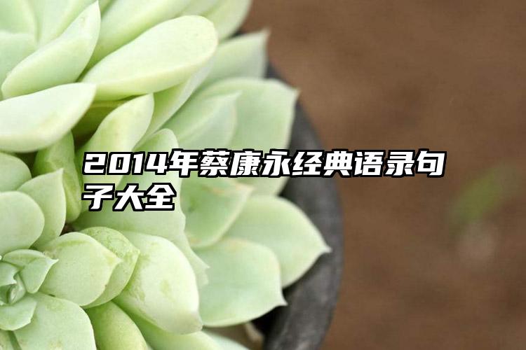 2014年蔡康永经典语录句子大全