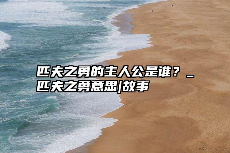 匹夫之勇的主人公是谁？_匹夫之勇意思|故事