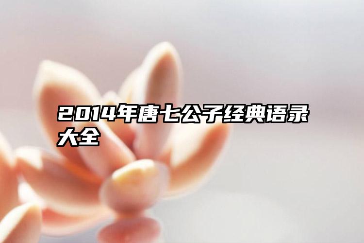 2014年唐七公子经典语录大全